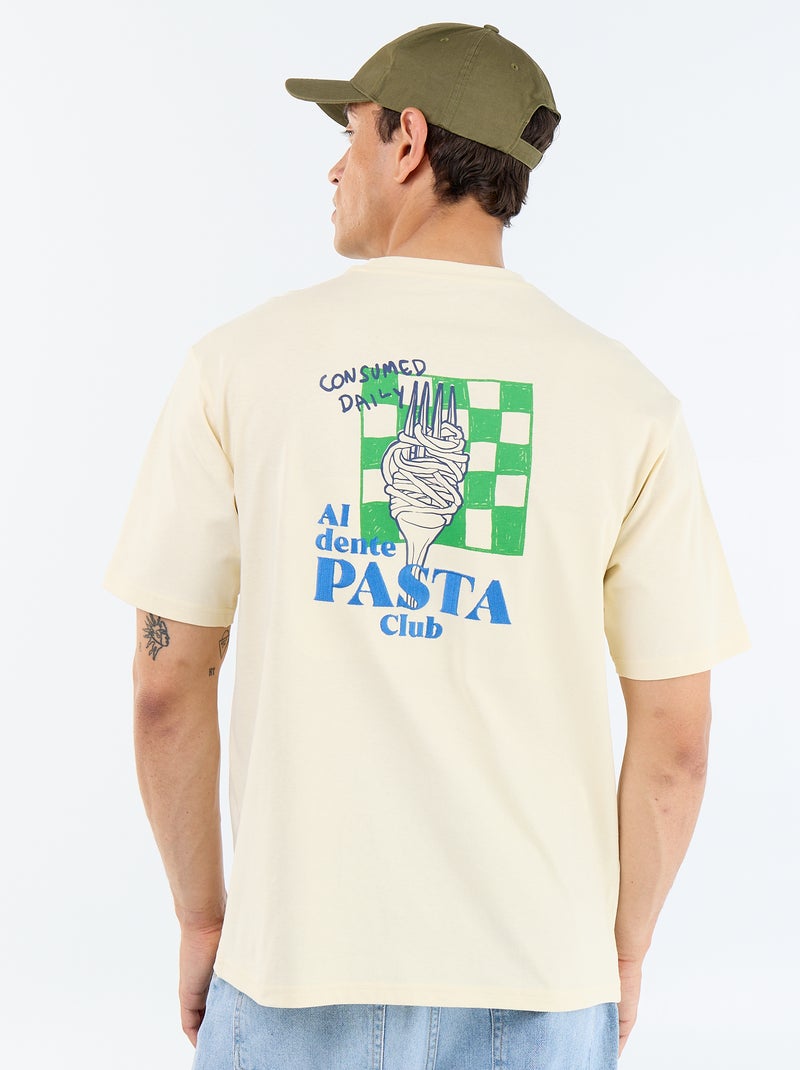 T-shirt homme en coton à motif placé à col rond Jaune - Kiabi