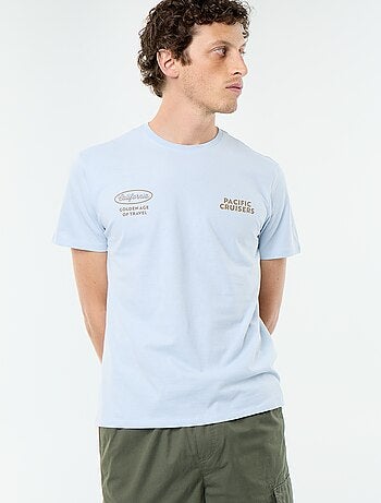 T-shirt en coton pour homme à col rond avec motif