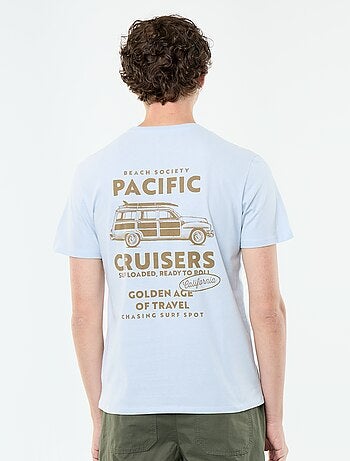 T-shirt en coton pour homme à col rond avec motif
