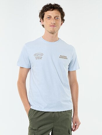 T-shirt en coton pour homme à col rond avec motif