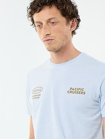 T-shirt en coton pour homme à col rond avec motif