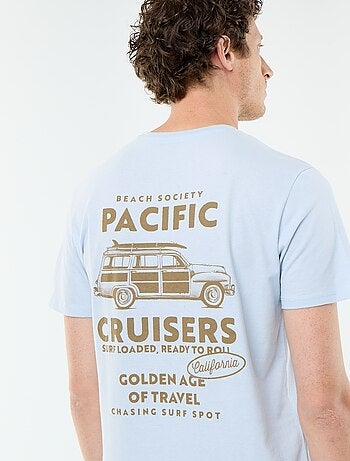 T-shirt en coton pour homme à col rond avec motif