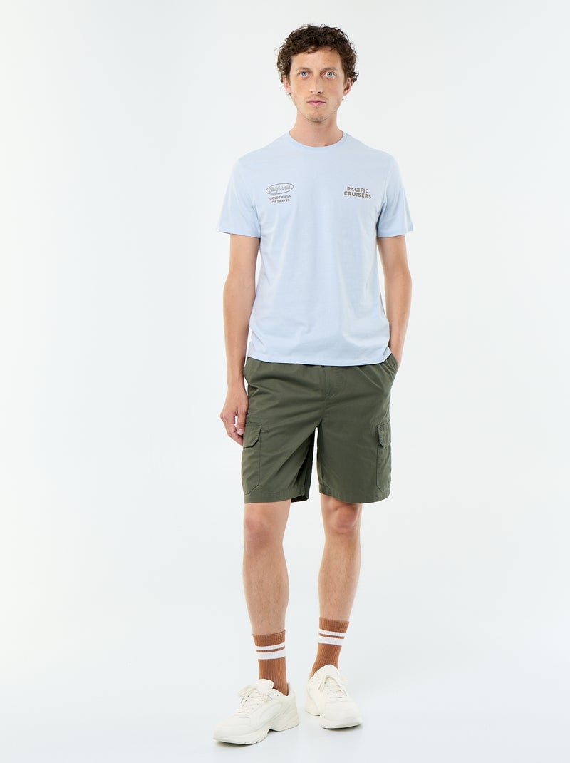 T-shirt homme en coton bio col rond certifié Oeko-Tex Bleu - Kiabi