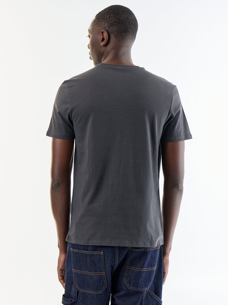 T-shirt homme en coton biologique à motif placé Gris - Kiabi