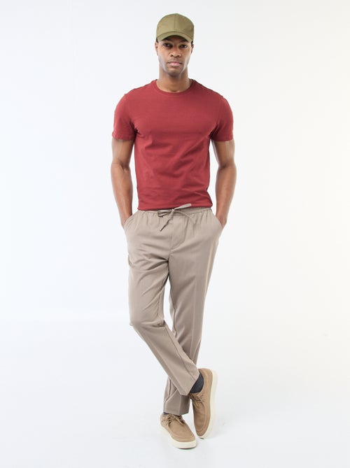 T-shirt homme en coton biologique col rond coupe slim - Kiabi