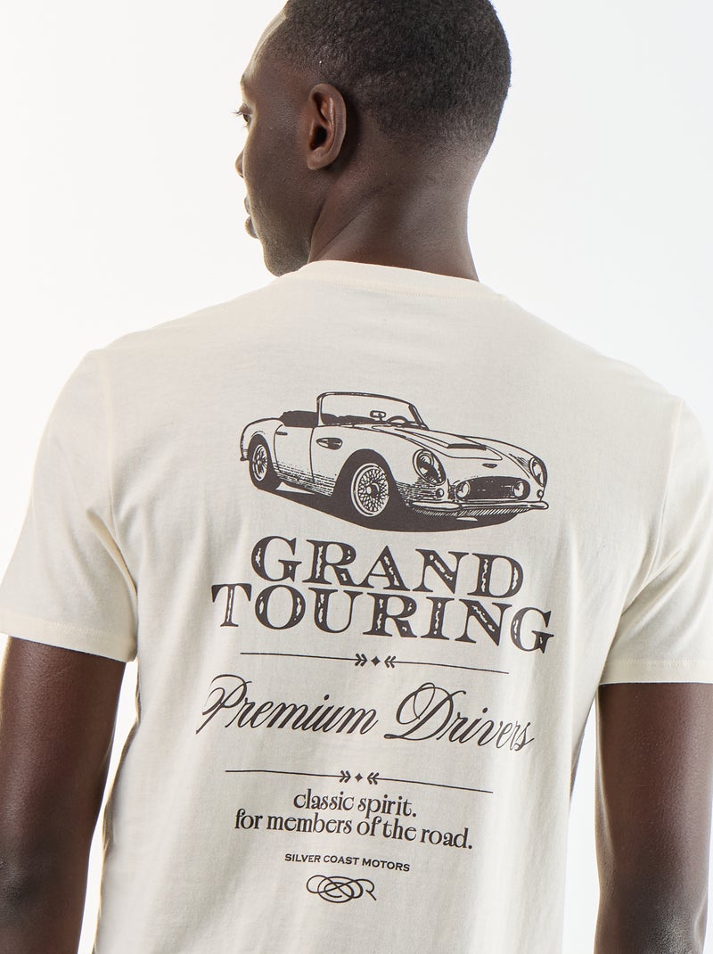 T-shirt homme en coton biologique imprimé à col rond Blanc - Kiabi