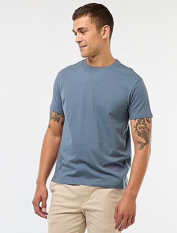 T-shirt homme en coton ? col rond coupe droite