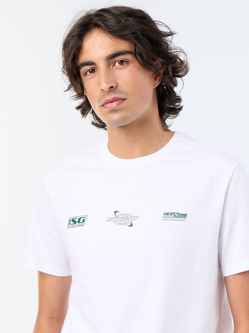 T-shirt homme en coton imprimé à col rond Blanc - Kiabi