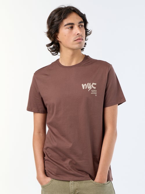 T-shirt homme en coton imprimé à col rond - Kiabi