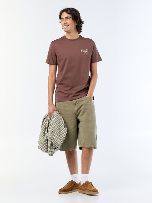 T-shirt homme en coton imprimé à col rond - Kiabi