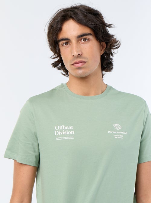 T-shirt homme en coton imprimé à col rond - Kiabi