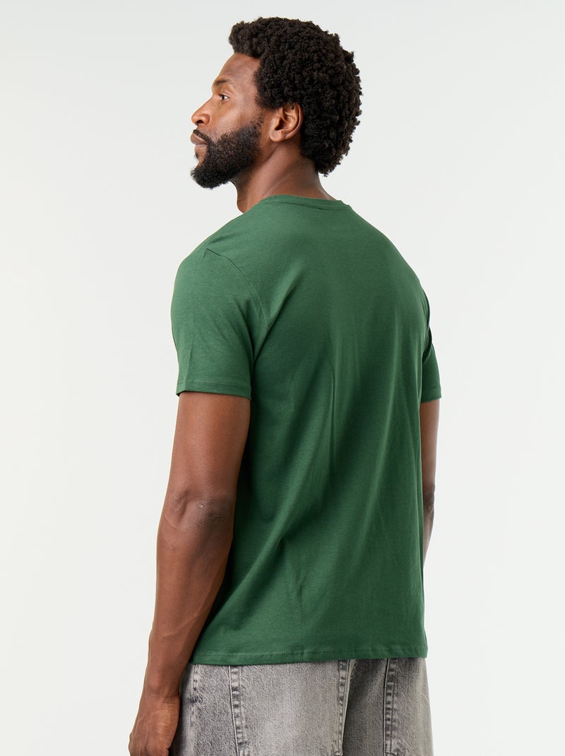 T-shirt homme en coton jersey à col rond coupe regular Vert - Kiabi