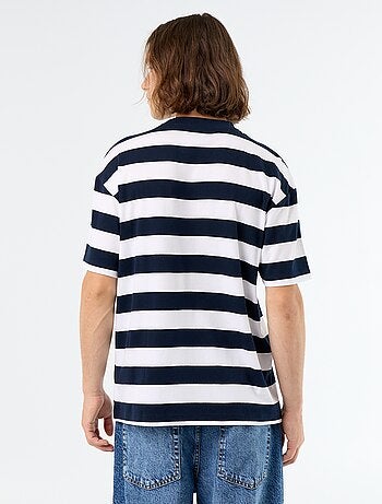 T-shirt homme en coton rayé à col rond