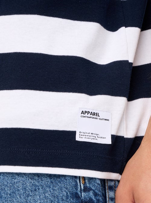 T-shirt homme en coton rayé à col rond - Kiabi