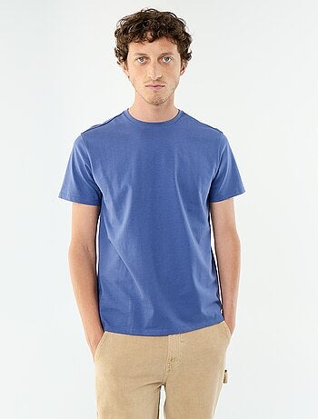 T-shirt uni en coton pour homme à col rond