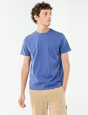 T-shirt uni en coton pour homme à col rond