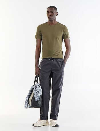 T-shirt uni en coton à col rond pour homme