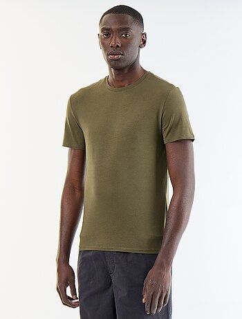 T-shirt uni en coton à col rond pour homme