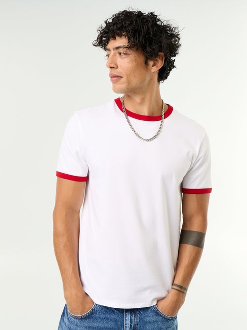 T-shirt homme en coton uni à col rond - Kiabi