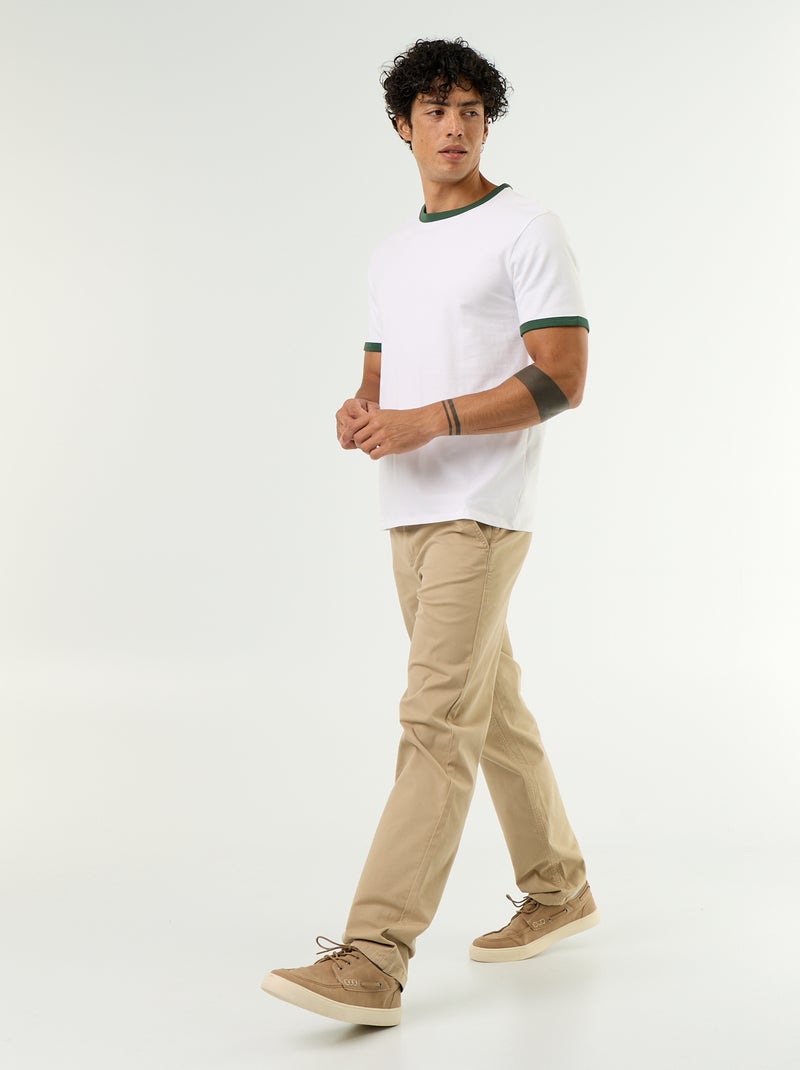 T-shirt Homme en coton uni à col rond Vert - Kiabi