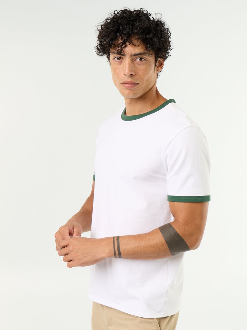 T-shirt Homme en coton uni à col rond Vert - Kiabi