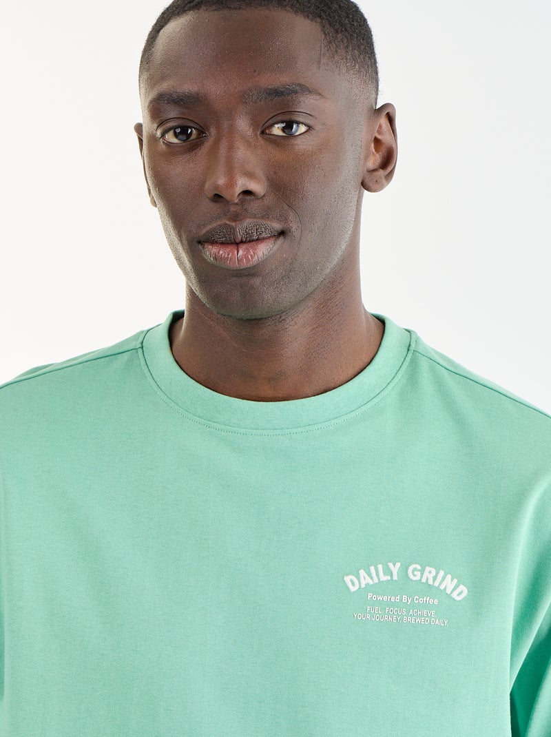 T-shirt homme en jersey à col rond Vert - Kiabi