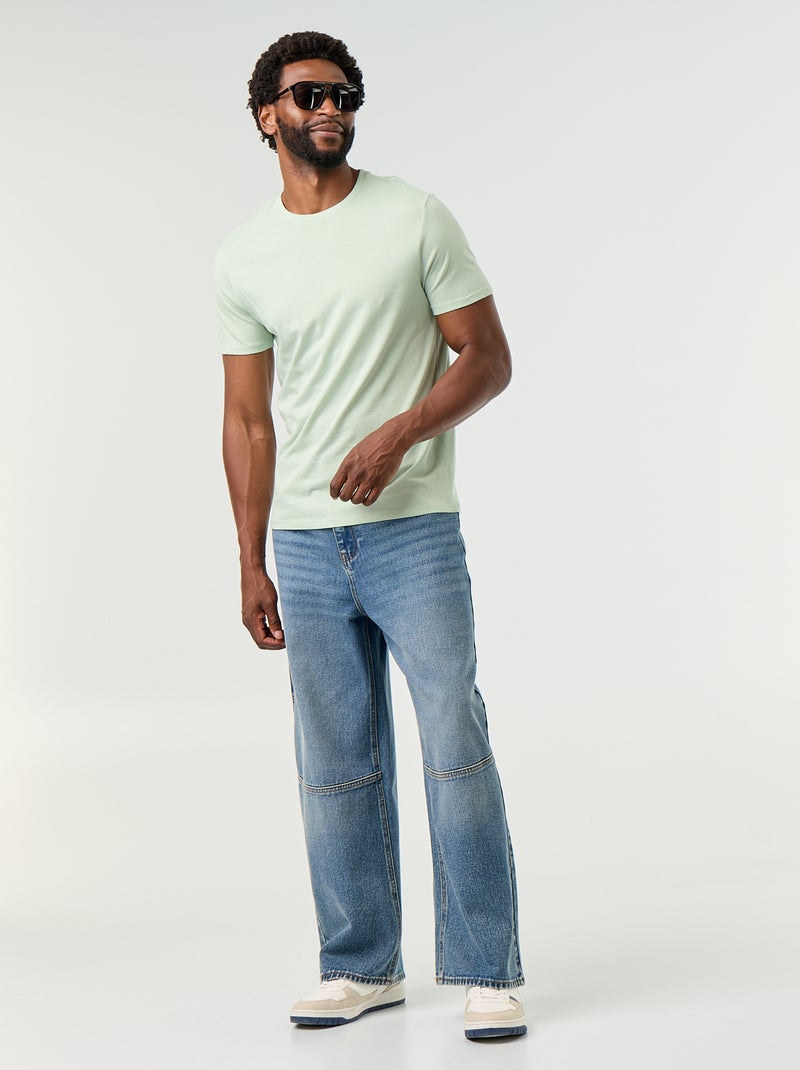 T-shirt homme en jersey à col rond Vert - Kiabi