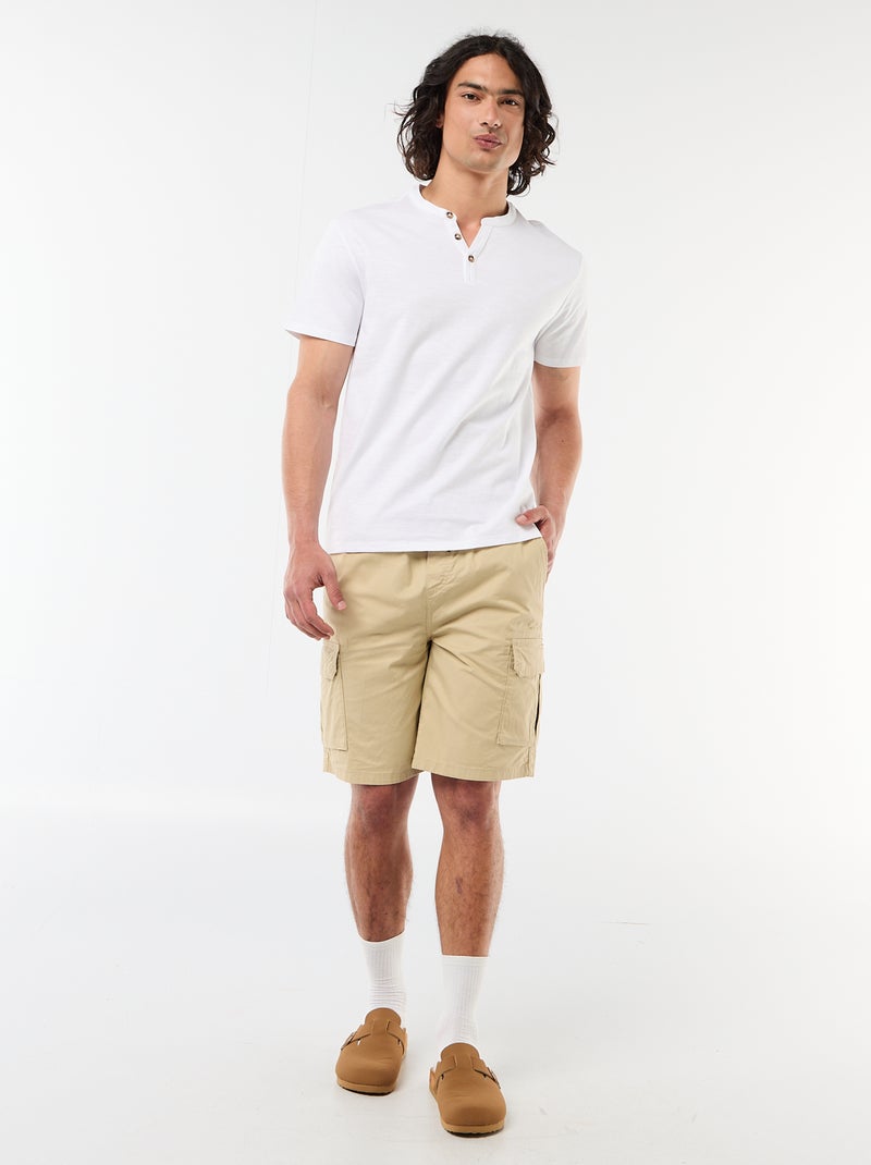 T-shirt homme en jersey ? col tunisien regular fit Blanc - Kiabi