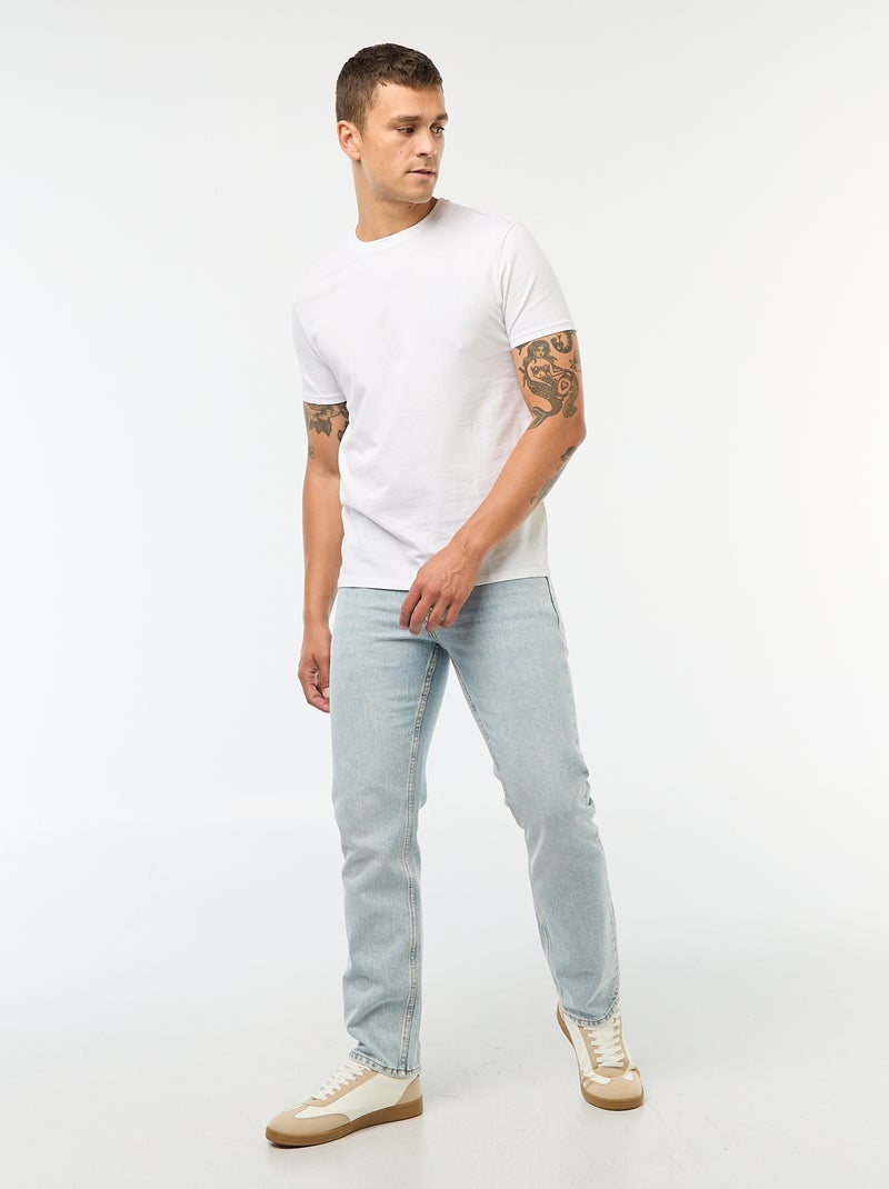 T-shirt homme en jersey de coton col rond coupe droite Blanc - Kiabi