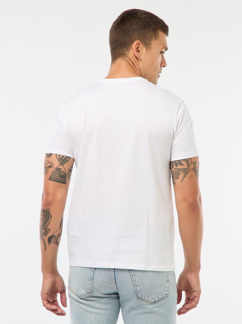 T-shirt homme en jersey de coton col rond coupe droite Blanc - Kiabi