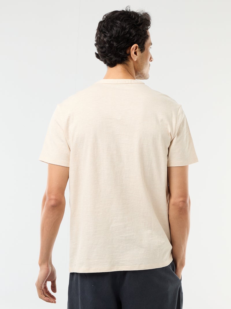 T-shirt homme en jersey flamm? ? col tunisien Beige - Kiabi