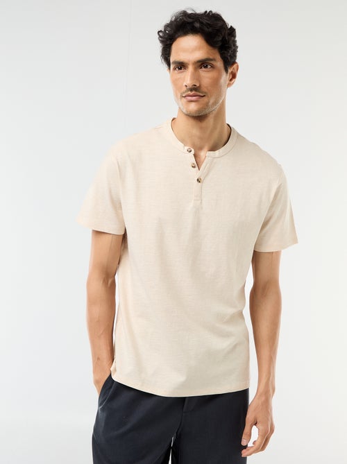 T-shirt homme en jersey flammé à col tunisien - Kiabi