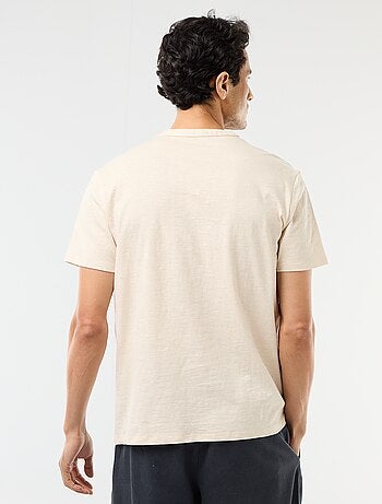 T-shirt homme uni à col tunisien