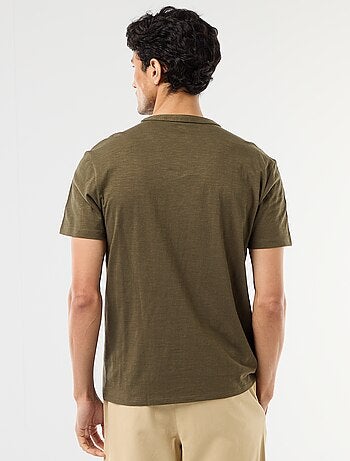 T-shirt homme uni à col tunisien