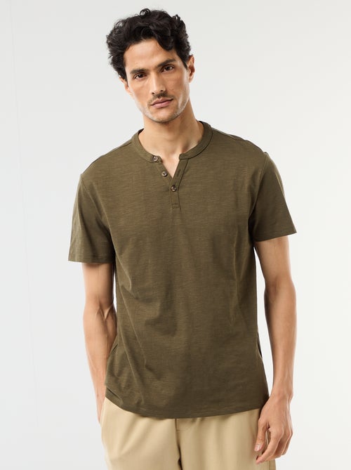 T-shirt homme uni à col tunisien - Kiabi