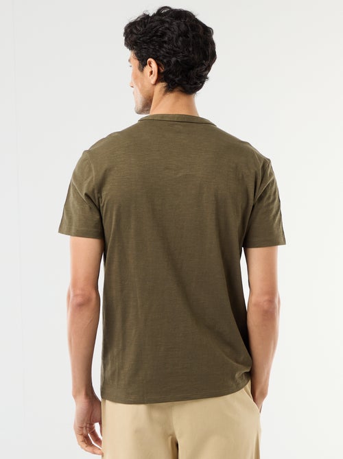 T-shirt homme uni à col tunisien - Kiabi
