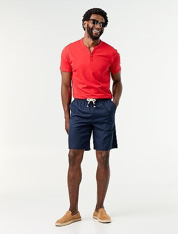 T-shirt homme uni à col tunisien