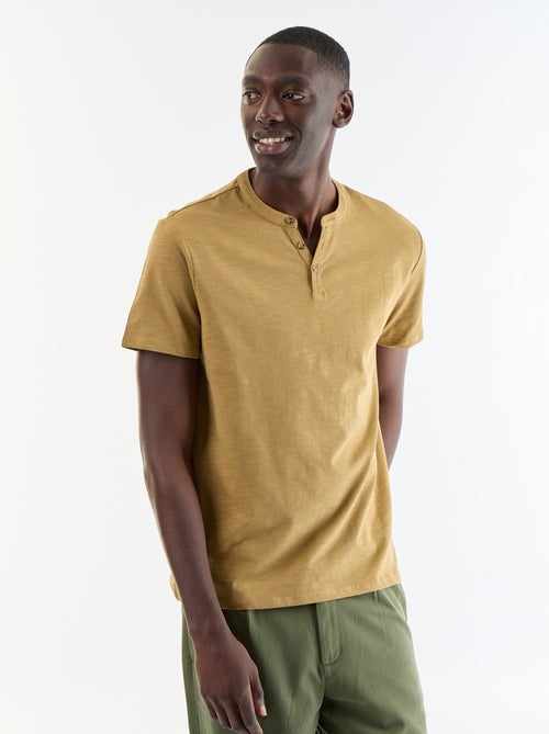 T-shirt homme uni à col tunisien - Kiabi