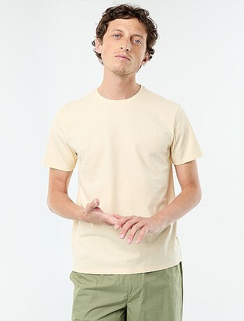 T-shirt uni en coton pour homme à col rond