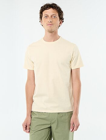 T-shirt uni en coton pour homme à col rond