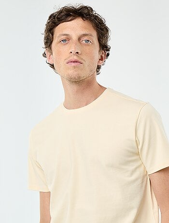 T-shirt uni en coton pour homme à col rond