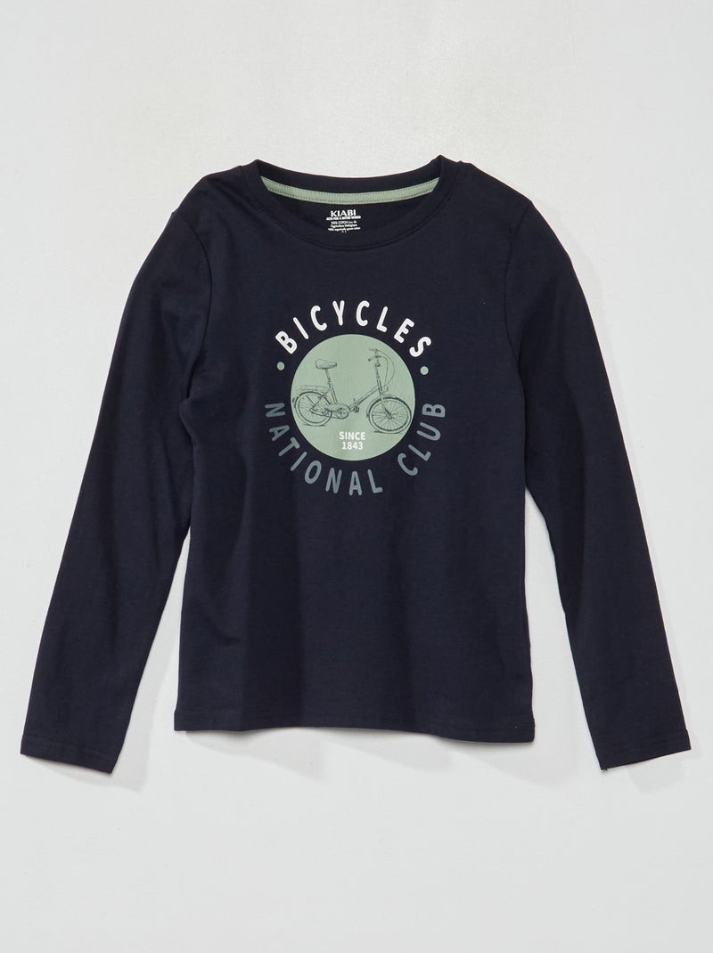T-shirt imprimé à col rond Bleu - Kiabi