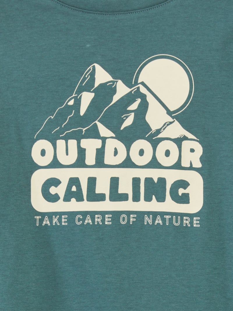 T-shirt imprimé à col rond Vert - Kiabi