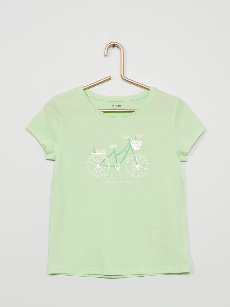 T-shirt imprimé à col rond Vert clair - Kiabi