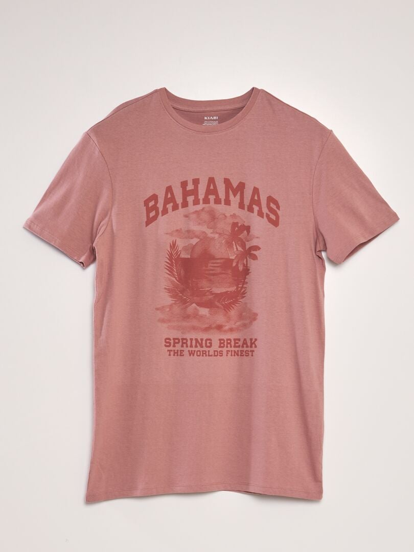 T-shirt imprimé à col rond Vieux rose - Kiabi