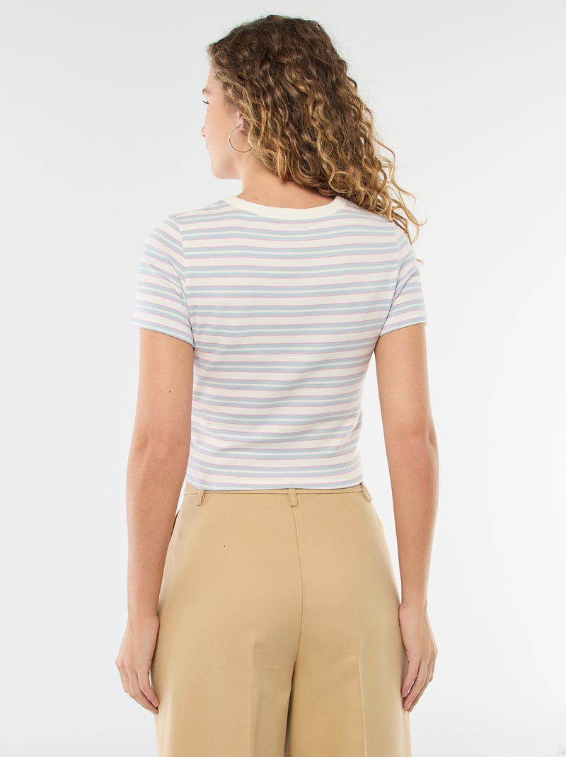 T-shirt imprimé à manches courtes à motif Bleu - Kiabi