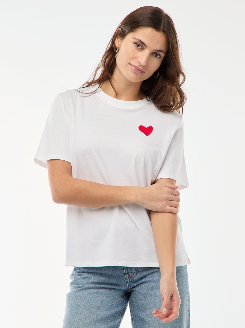 T-shirt imprimé à manches courtes Blanc - Kiabi