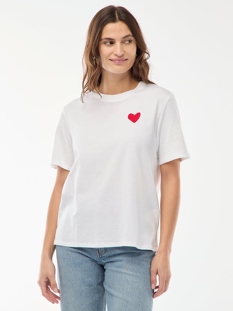 T-shirt imprimé à manches courtes Blanc - Kiabi