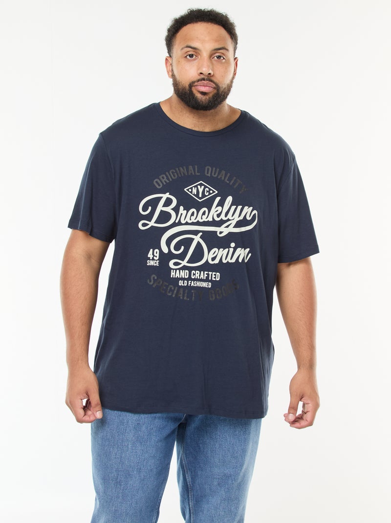 T-shirt imprimé à manches courtes Bleu - Kiabi