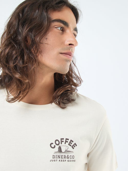 T-shirt imprimé à manches courtes et col rond - Kiabi